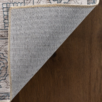 Atrium Medallion Spill-Resistant Washable Rug in Brown