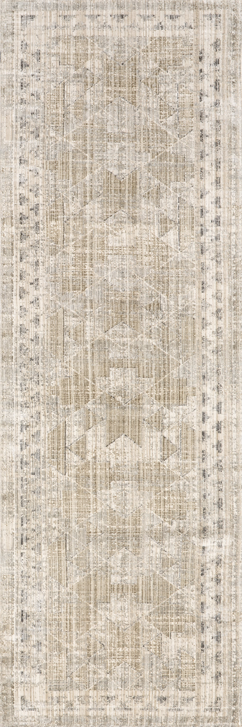 Isolated view of Beige Runner Shia Bordered Washable Indoor/Outdoor Rug, showcasing its design