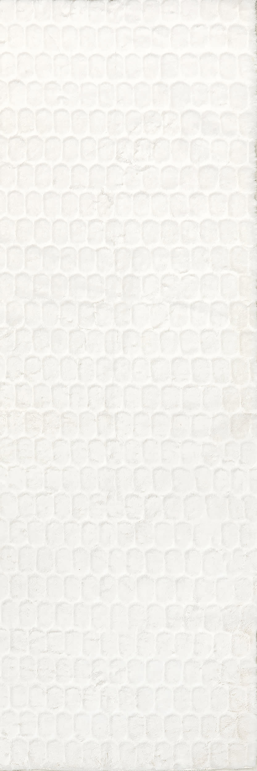 Isolated view of White Runner Milazia Honeycomb Plush Cloud Washable Rug, showcasing its design