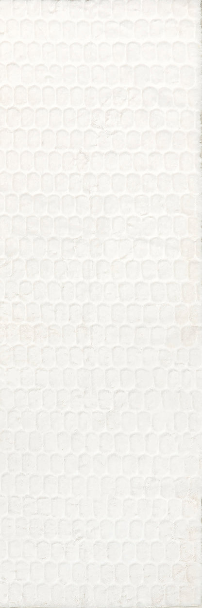 Isolated view of White Runner Milazia Honeycomb Plush Cloud Washable Rug, showcasing its design