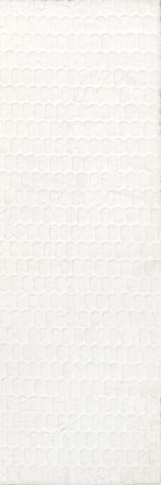 Isolated view of White Runner Milazia Honeycomb Plush Cloud Washable Rug, showcasing its design
