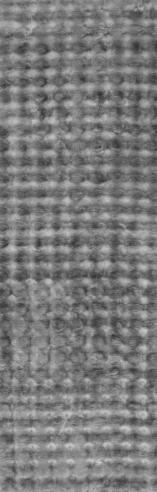 Isolated view of Dark Grey Runner Ivana Checkered Plush Cloud Washable Rug, showcasing its design