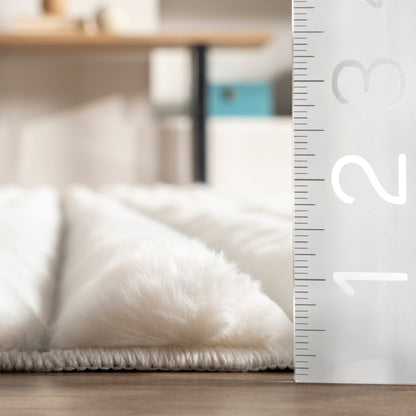 Kris Striped Plush Cloud Washable Rug in Off White