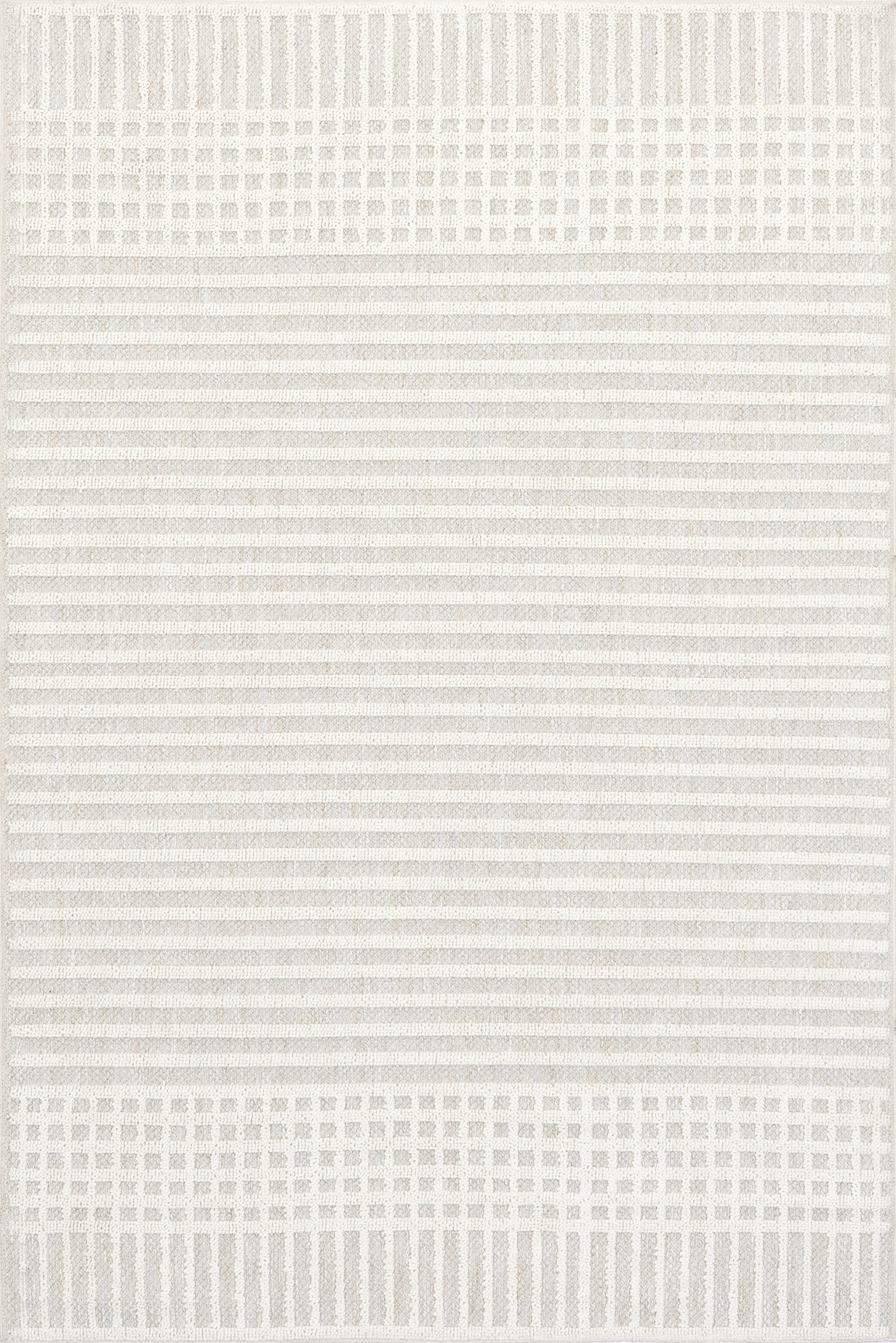 Isolated view of Light Grey Rectangle Fredrika Geometric Washable Rug, showcasing its design