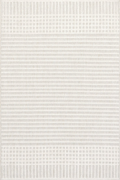 Isolated view of Light Grey Rectangle Fredrika Geometric Washable Rug, showcasing its design