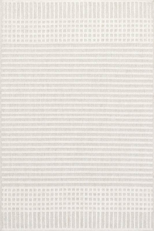 Isolated view of Light Grey Rectangle Fredrika Geometric Washable Rug, showcasing its design