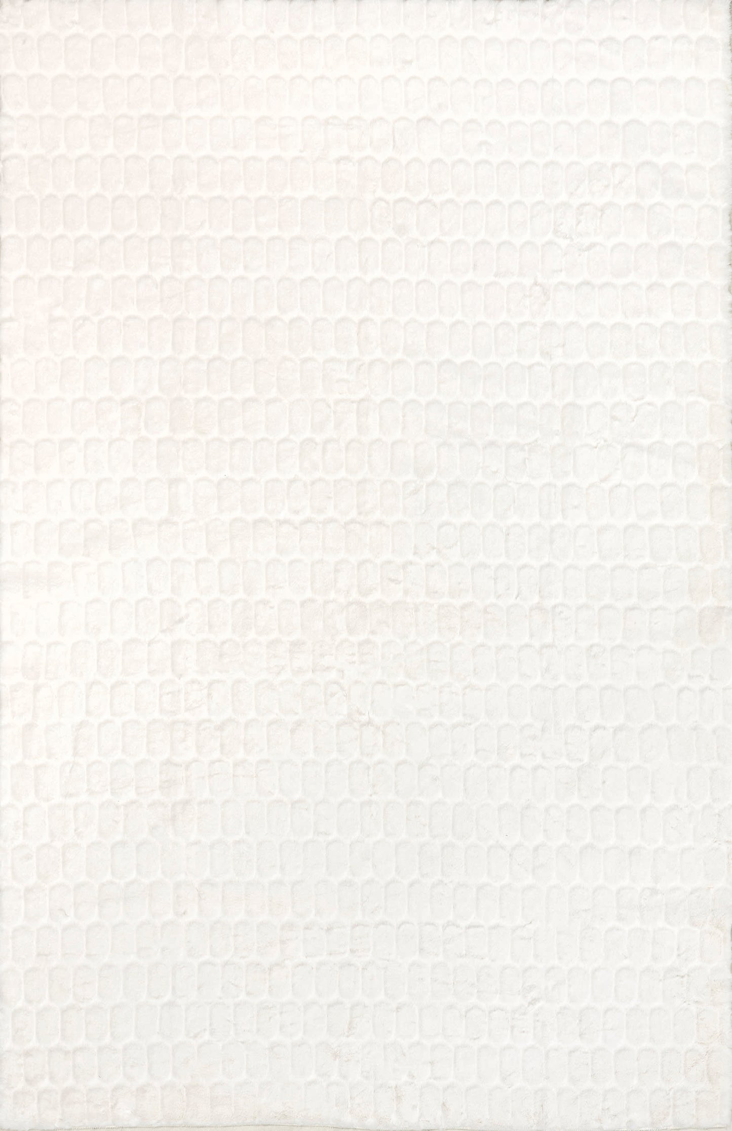 Isolated view of White Rectangle Milazia Honeycomb Plush Cloud Washable Rug, showcasing its design