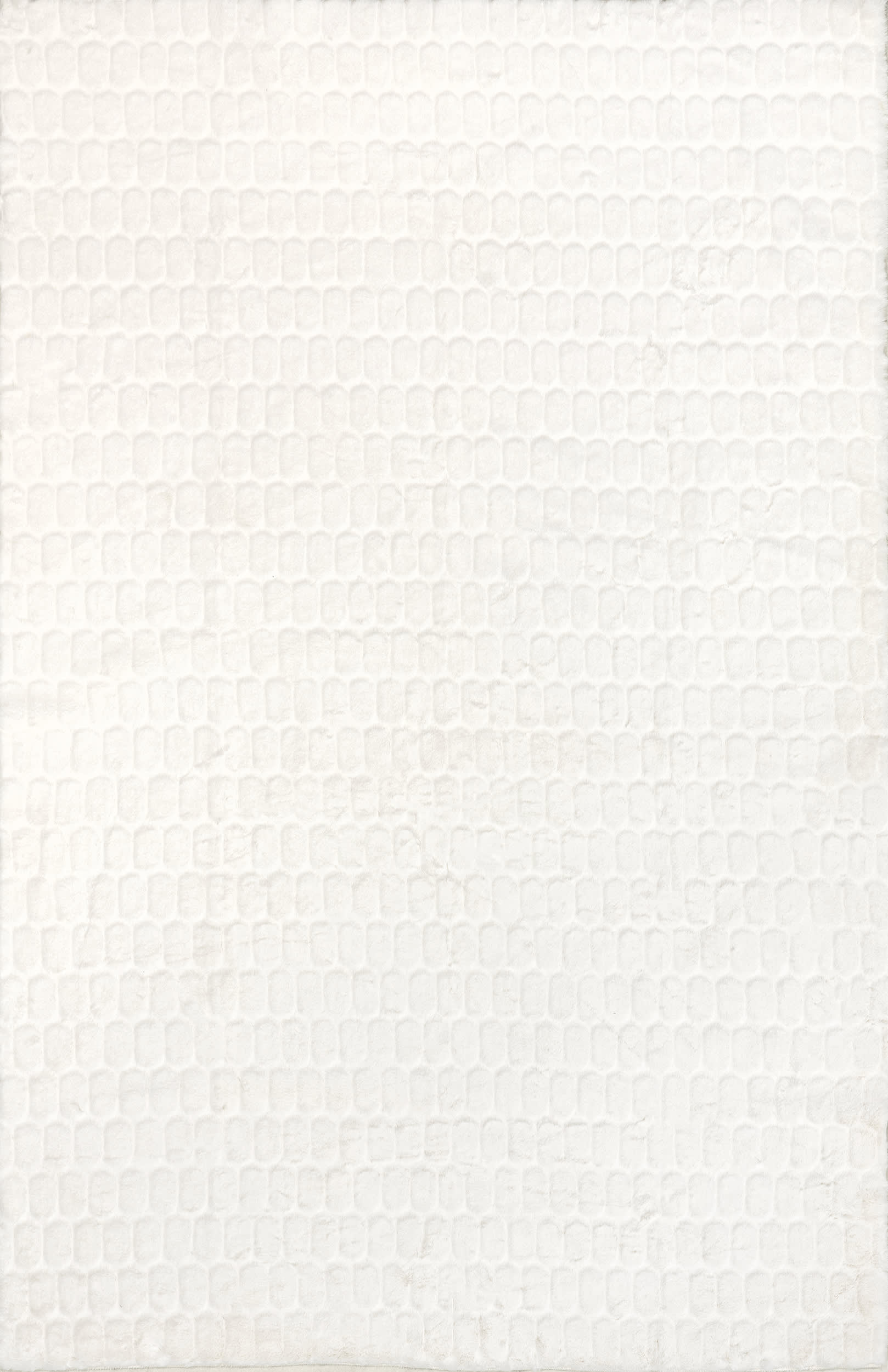 Isolated view of White Rectangle Milazia Honeycomb Plush Cloud Washable Rug, showcasing its design