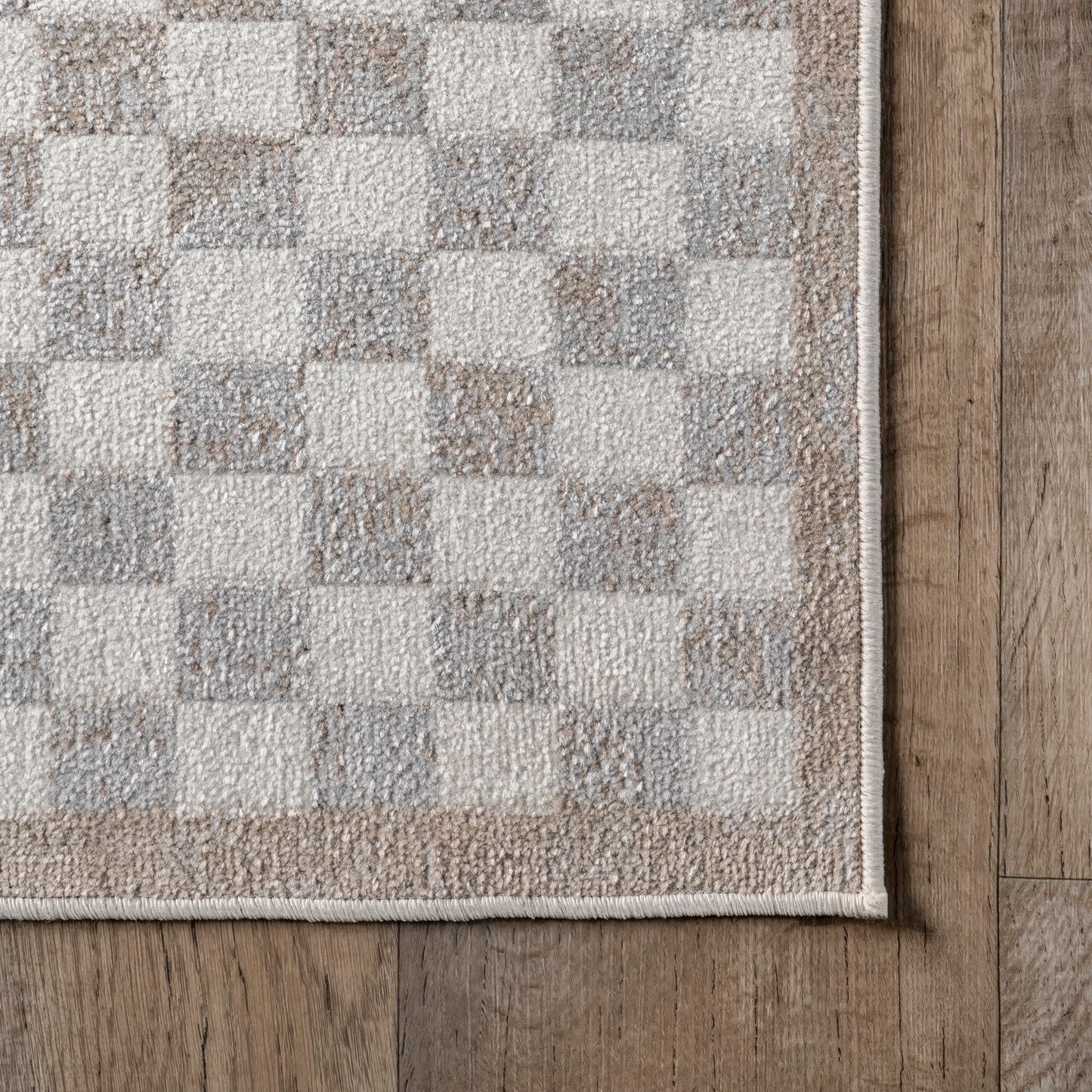 Kallie Machine Washable Beige Tiled Rug