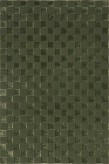 Isolated view of Green Rectangle Cape May Plush Textured Washable Rug, showcasing its design