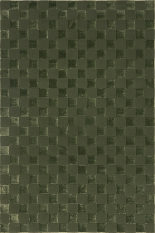 Isolated view of Green Rectangle Cape May Plush Textured Washable Rug, showcasing its design