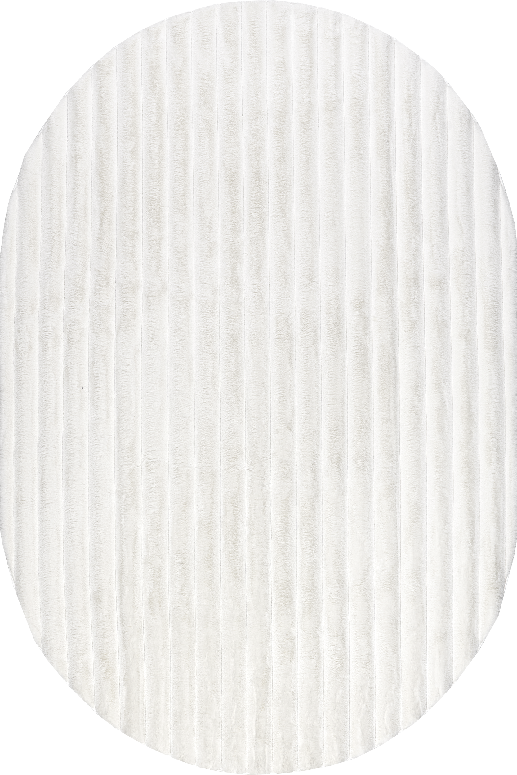 Isolated view of Off White Oval Kris Striped Plush Cloud Washable Rug, showcasing its design