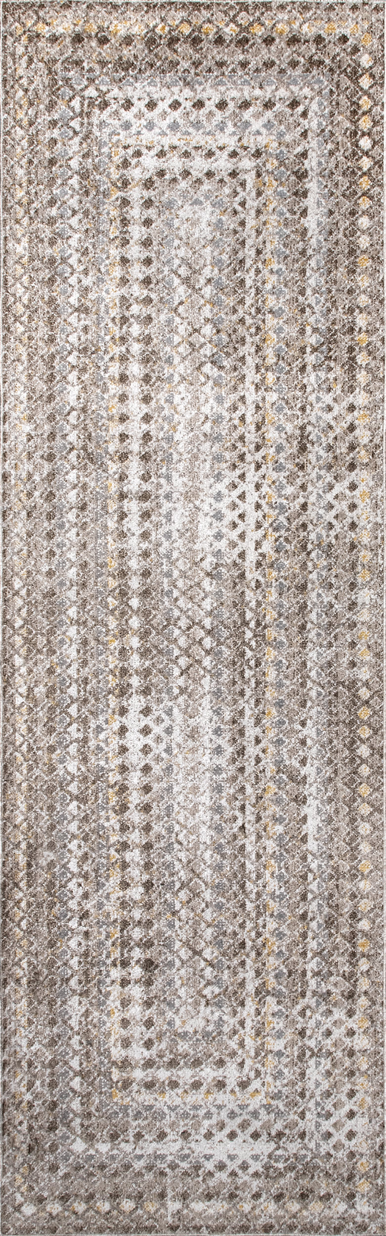 Isolated view of Beige Runner Emmy Washable Geometric Rug, showcasing its design