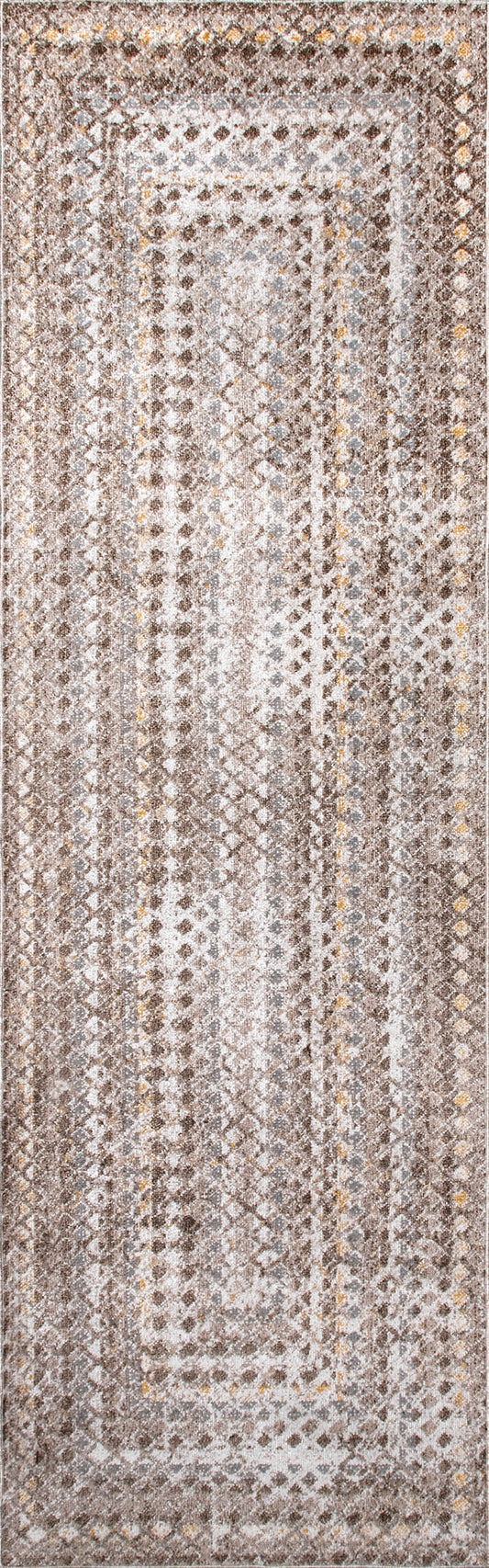 Isolated view of Beige Runner Emmy Washable Geometric Rug, showcasing its design