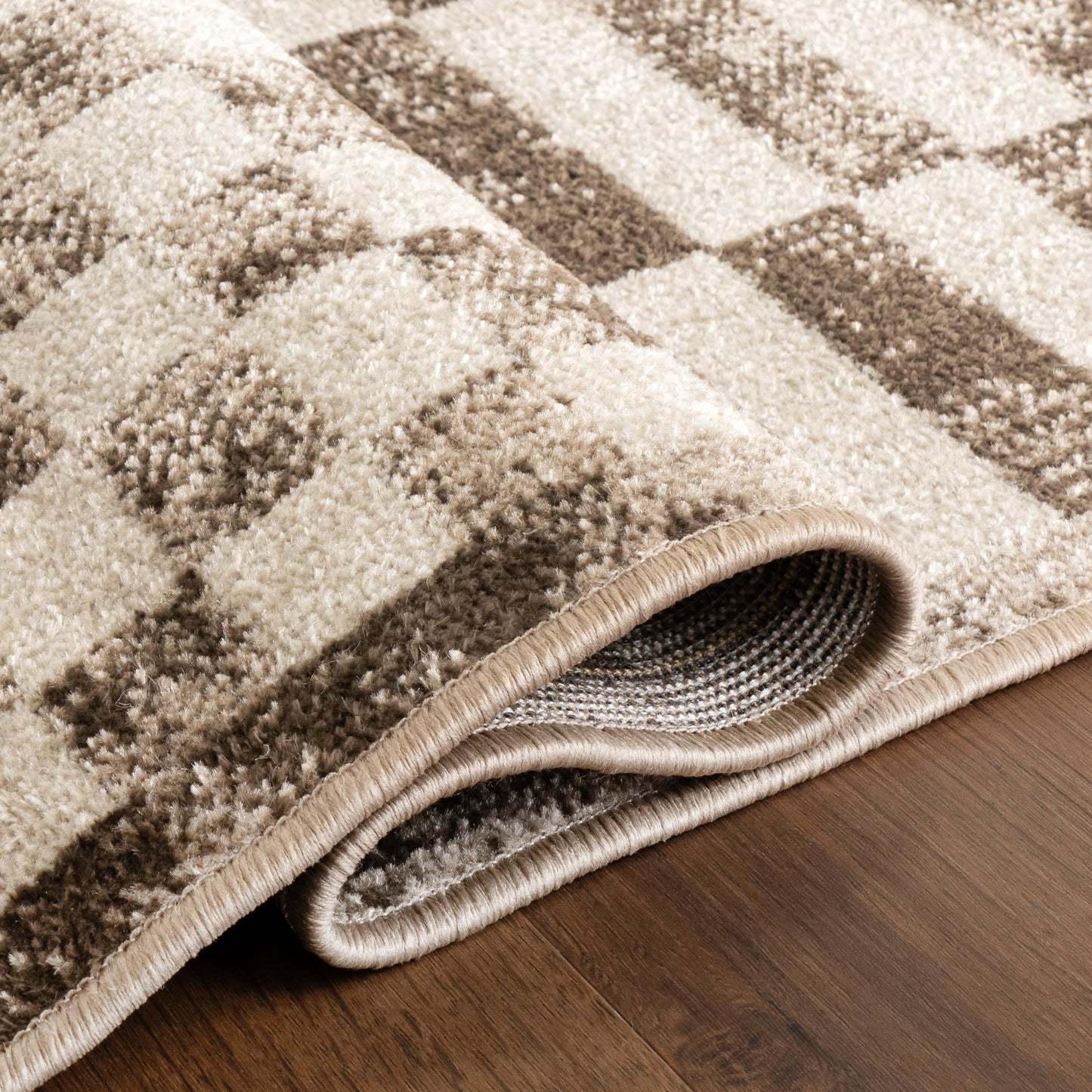 Kallie Machine Washable Tiled Rug in Brown Color