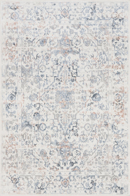 Isolated view of Blue Rectangle Charlisa Washable Faded Snowflake Rug, showcasing its design
