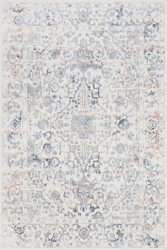 Isolated view of Blue Rectangle Charlisa Washable Faded Snowflake Rug, showcasing its design
