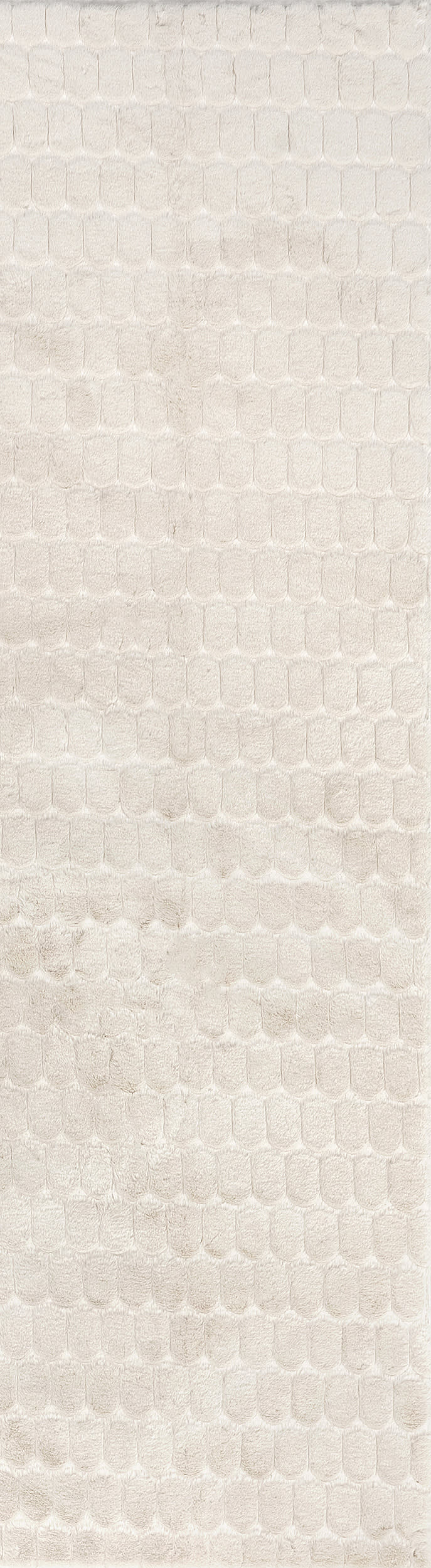 Isolated view of Beige Runner Milazia Honeycomb Plush Cloud Washable Rug, showcasing its design