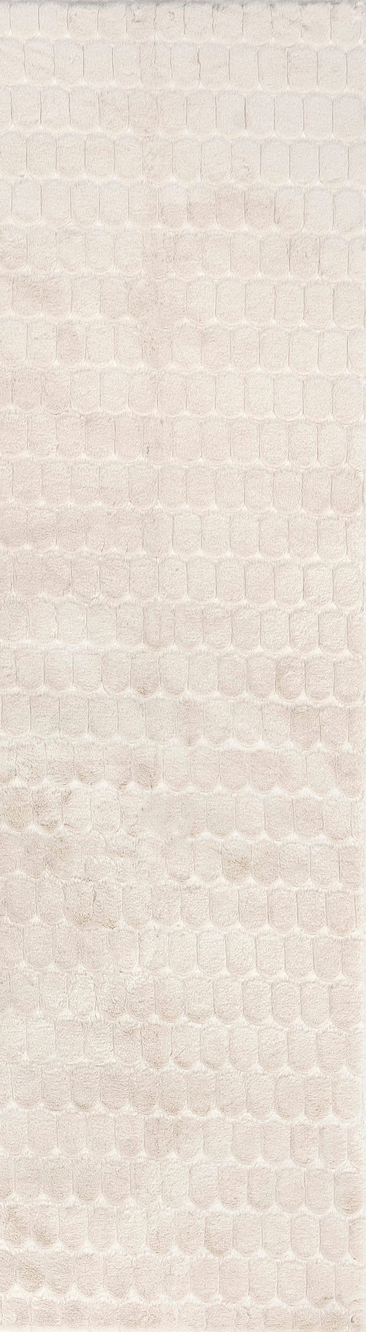 Isolated view of Beige Runner Milazia Honeycomb Plush Cloud Washable Rug, showcasing its design