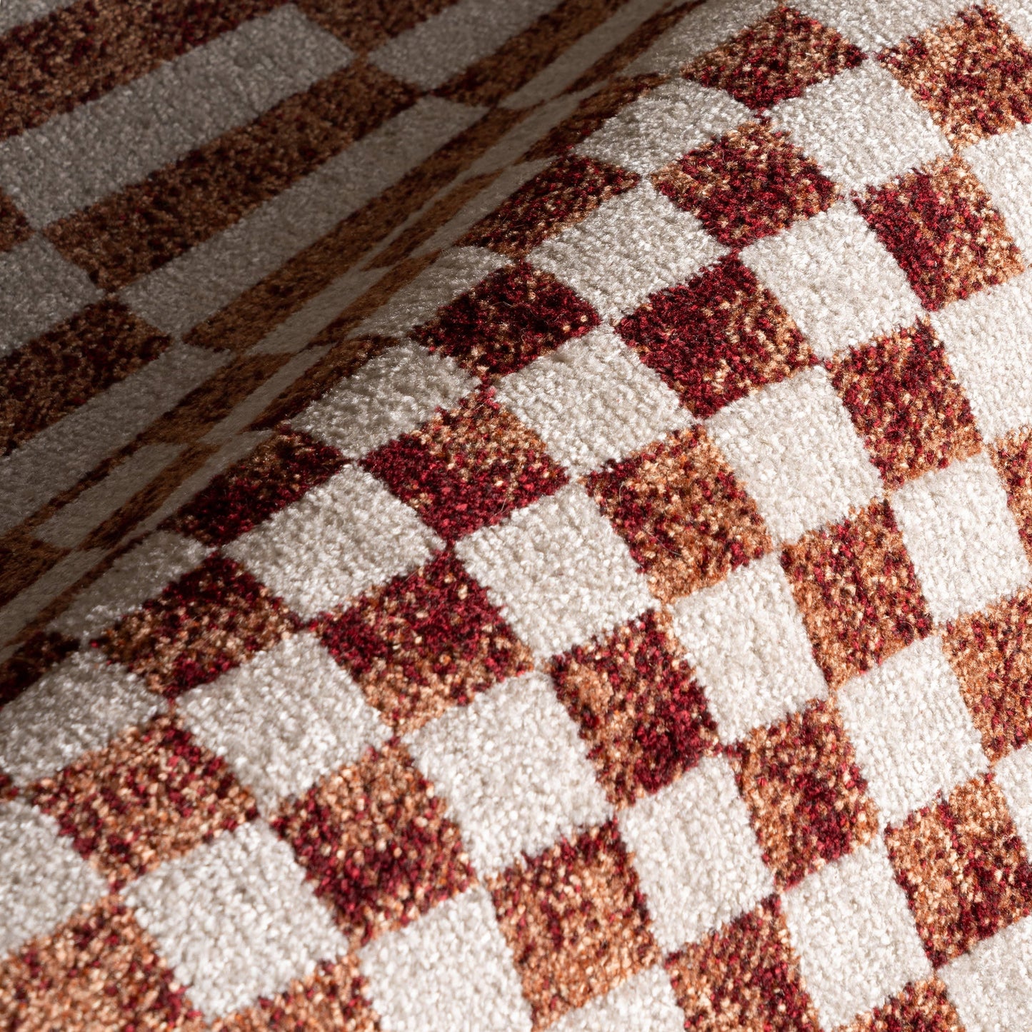 Kallie Machine Washable Tiled Rug in Brick Color