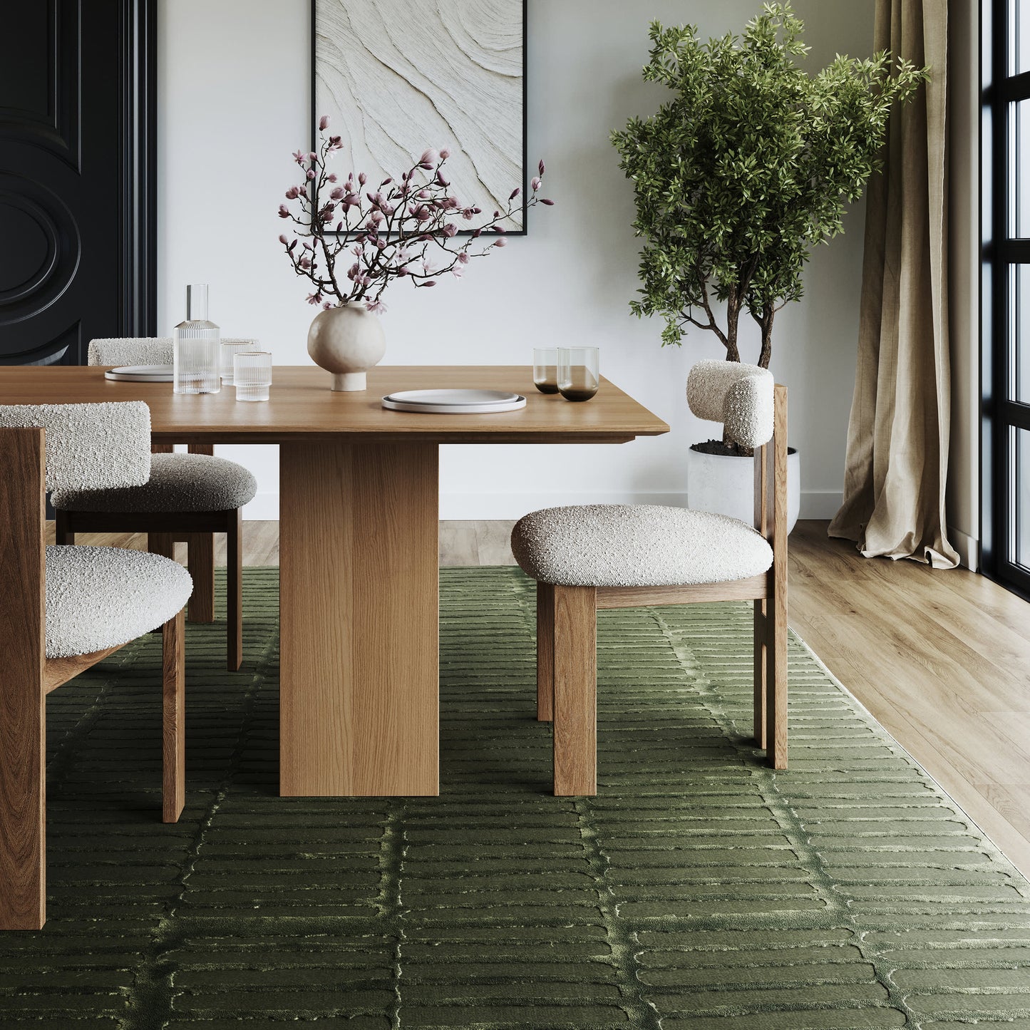 Cranbury Green Plush Textured Washable Rug