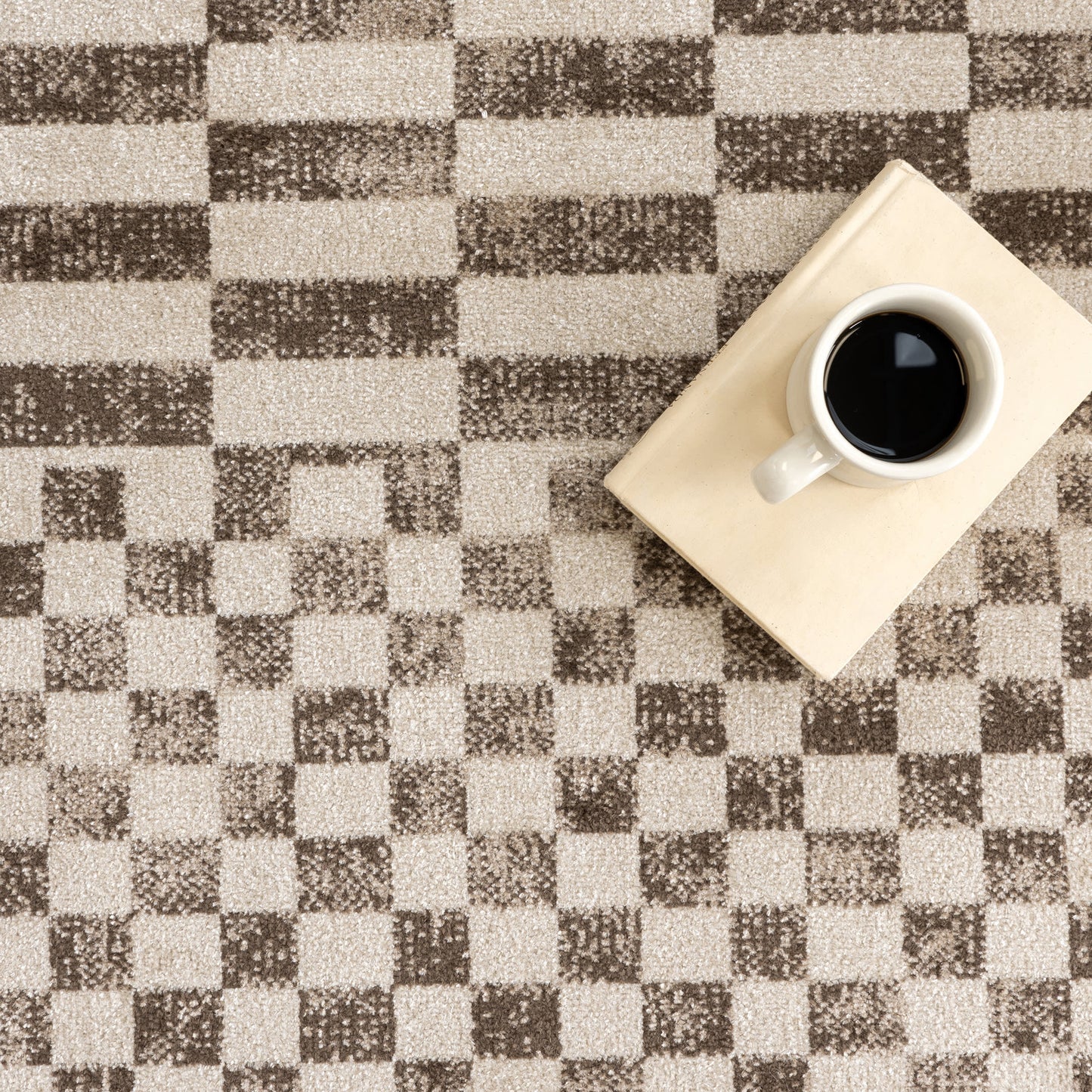 Kallie Machine Washable Tiled Rug in Brown Color
