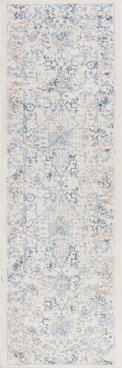 Isolated view of Blue Runner Charlisa Washable Faded Snowflake Rug, showcasing its design
