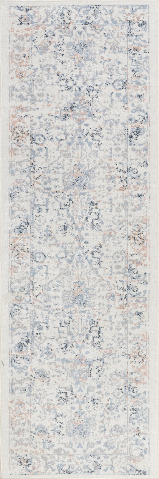 Isolated view of Blue Runner Charlisa Washable Faded Snowflake Rug, showcasing its design