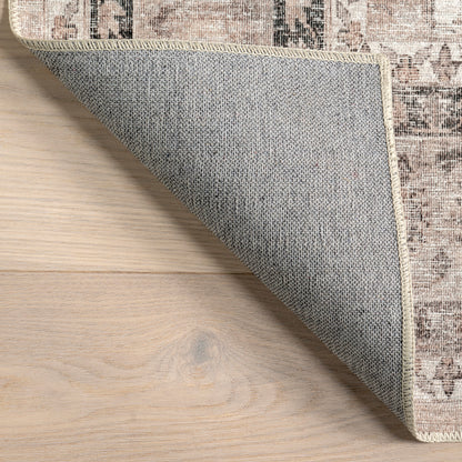 Keyara Stone Color Spill-Resistant Washable Rug