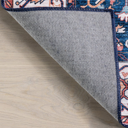 Atrium Medallion Stain-Resistant Washable Rug in Rust