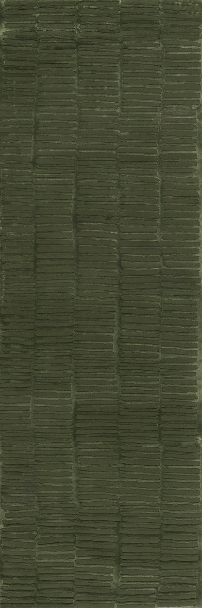 Isolated view of Green Runner Cranbury Plush Textured Washable Rug, showcasing its design