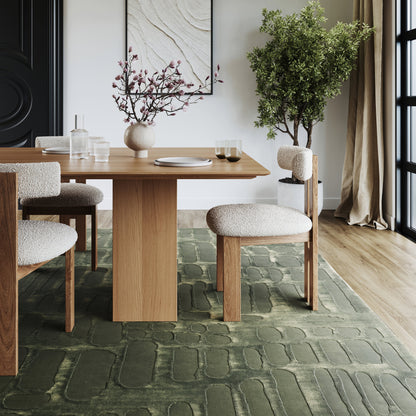 Summit Plush Washable Textured Rug in Forest Green