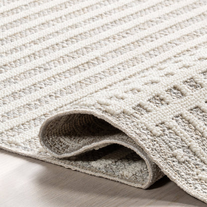 Fredrika Geometric Pattern Washable Rug in Light Grey
