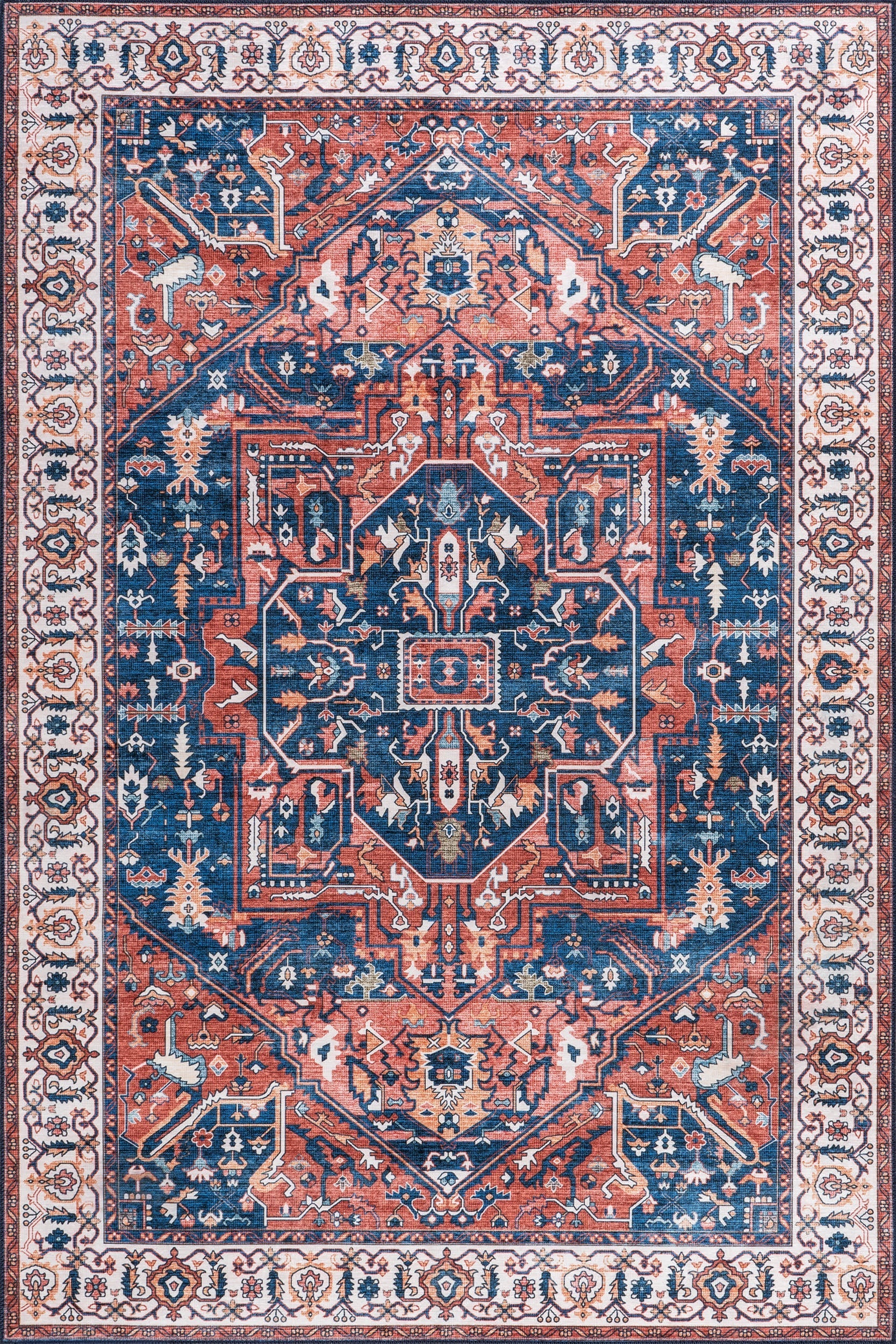 Isolated view of Rust Runner Atrium Medallion Spill Proof Washable Rug, showcasing its design