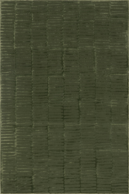 Isolated view of Green Rectangle Cranbury Plush Textured Washable Rug, showcasing its design