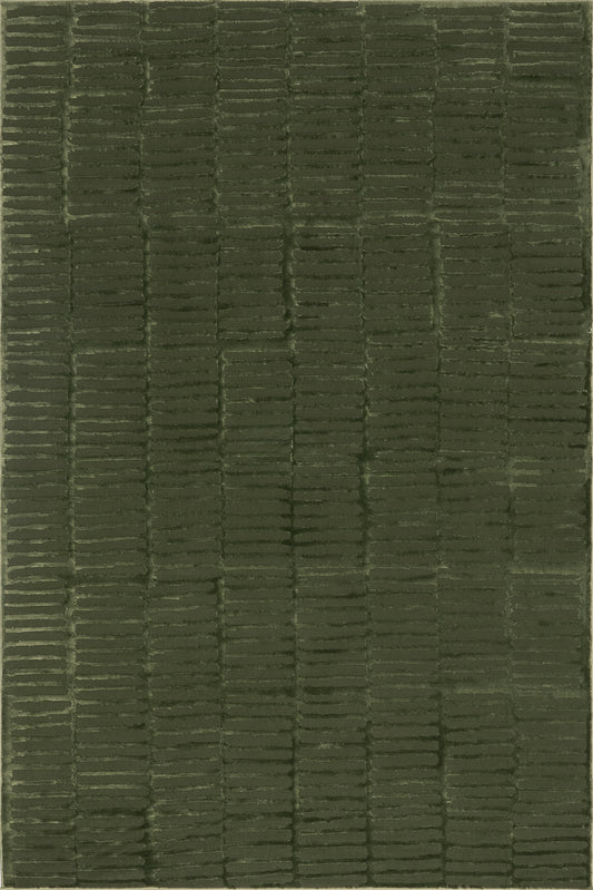 Isolated view of Green Rectangle Cranbury Plush Textured Washable Rug, showcasing its design
