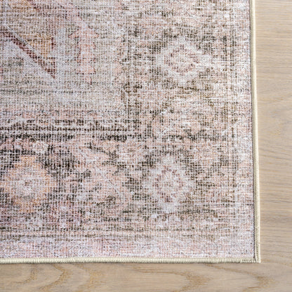 Ava Vintage Persian Washable Rug in Pale Pink | Spill Resistant