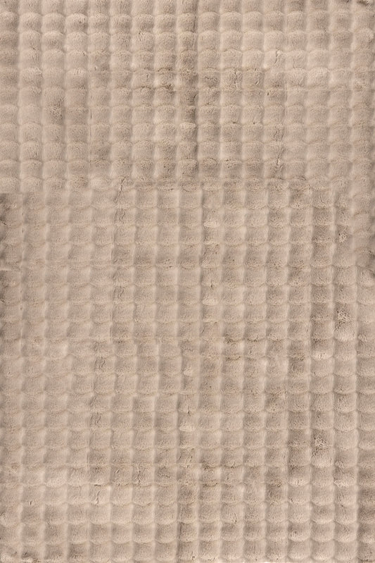 Isolated view of Taupe Rectangle Ivana Checkered Plush Cloud Washable Rug, showcasing its design