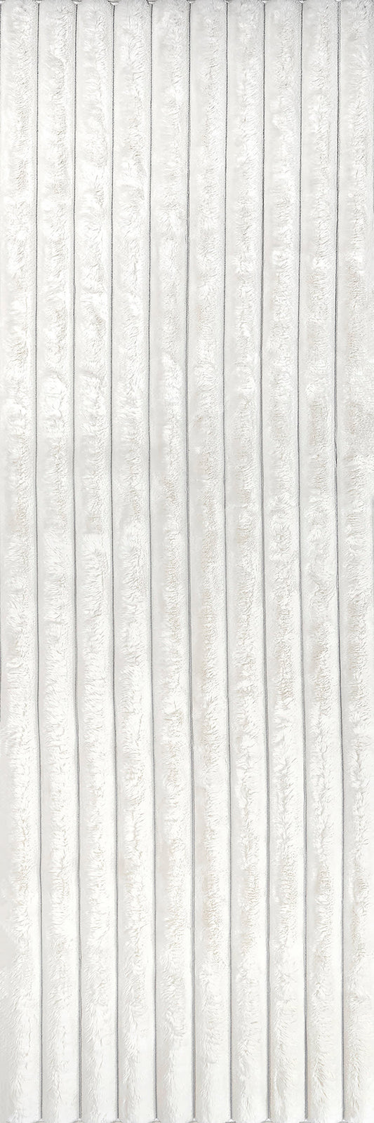 Isolated view of Off White Runner Kris Striped Plush Cloud Washable Rug, showcasing its design