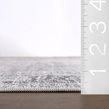 Bayberry Vintage Washable Rug in Light Grey | Spill Proof