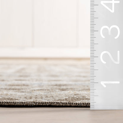 Emmy Beige Geometric Machine-Washable Rug