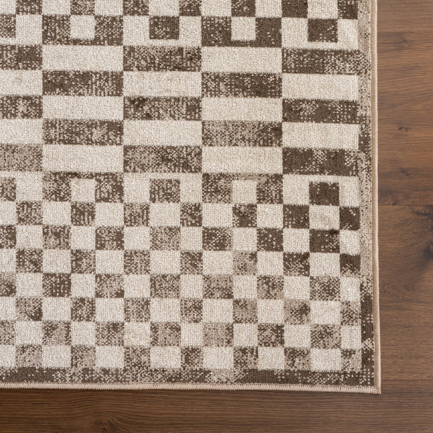 Kallie Machine Washable Tiled Rug in Brown Color
