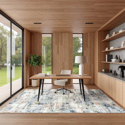 Patty Machine Washable Rug | Blue Multicolor for Rainy Days