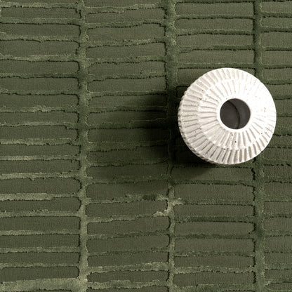 Cranbury Green Plush Textured Washable Rug