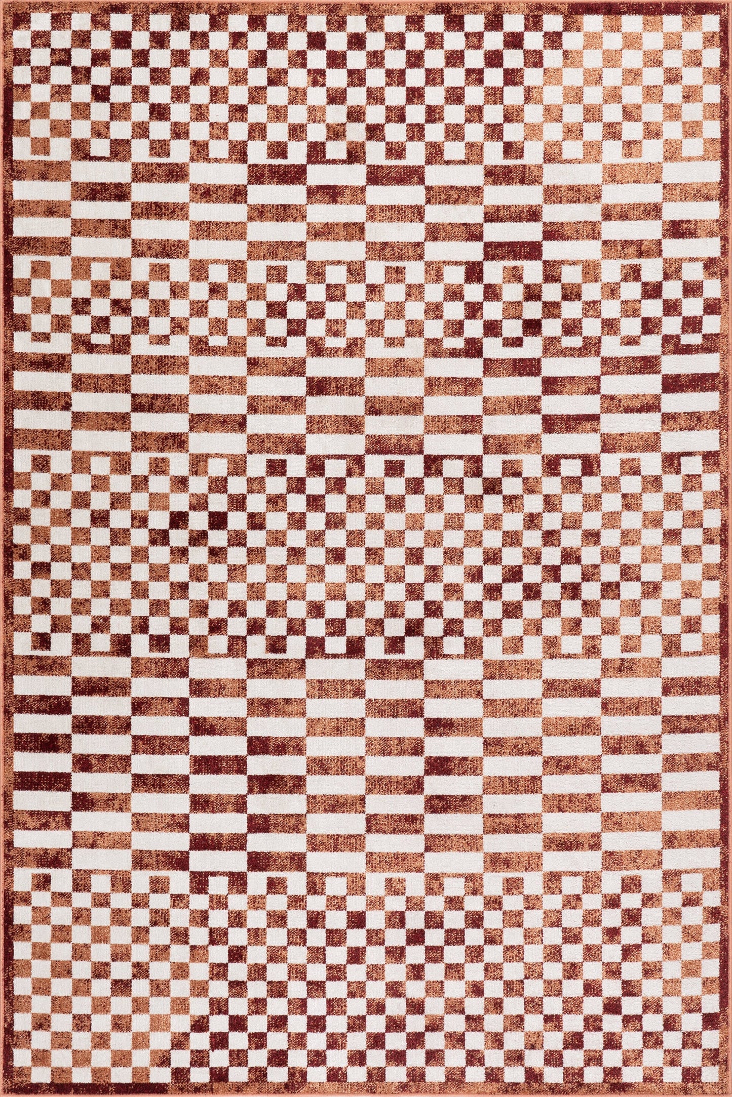 Isolated view of Brick Rectangle Kallie Washable Tiled Rug, showcasing its design