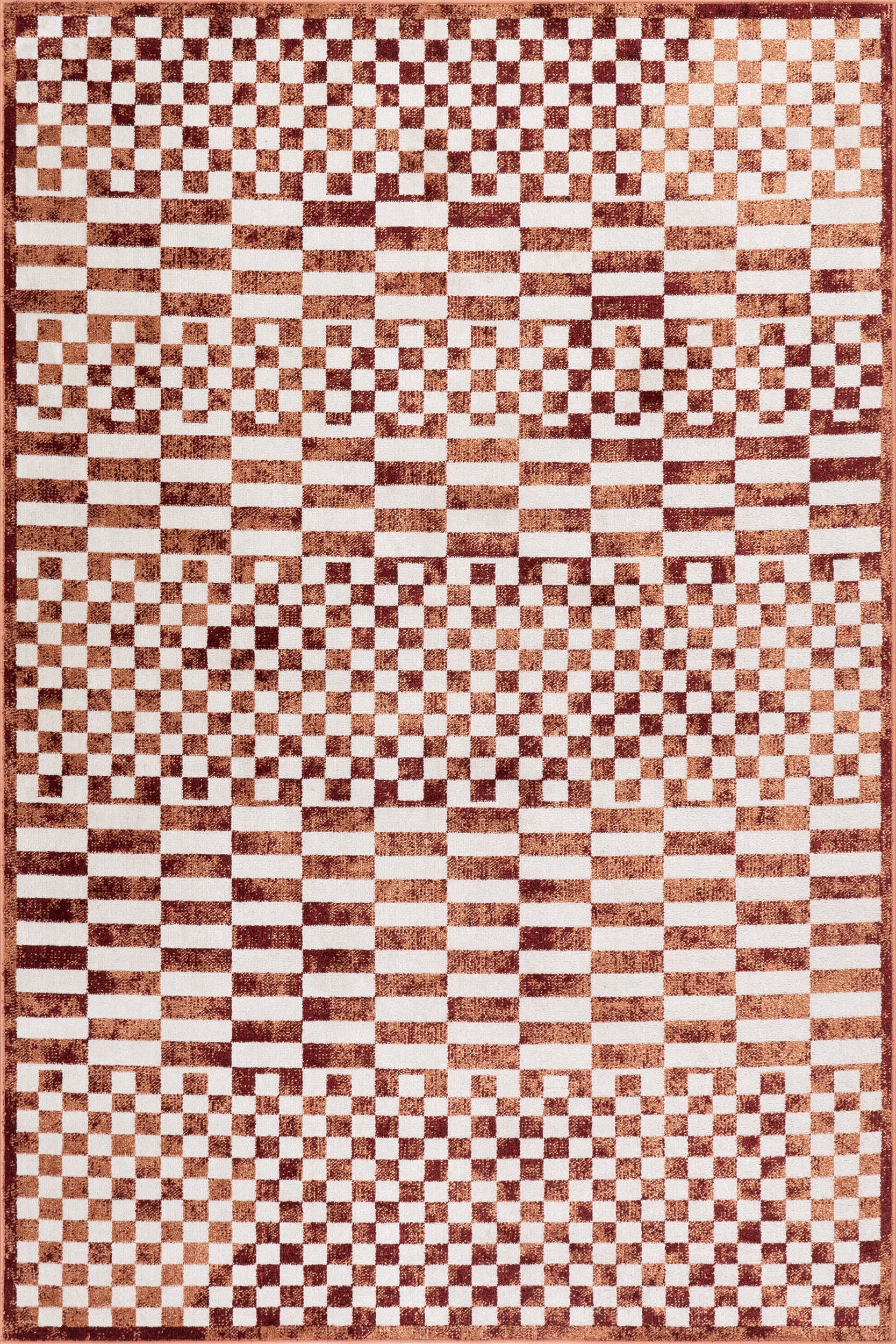Isolated view of Brick Rectangle Kallie Washable Tiled Rug, showcasing its design