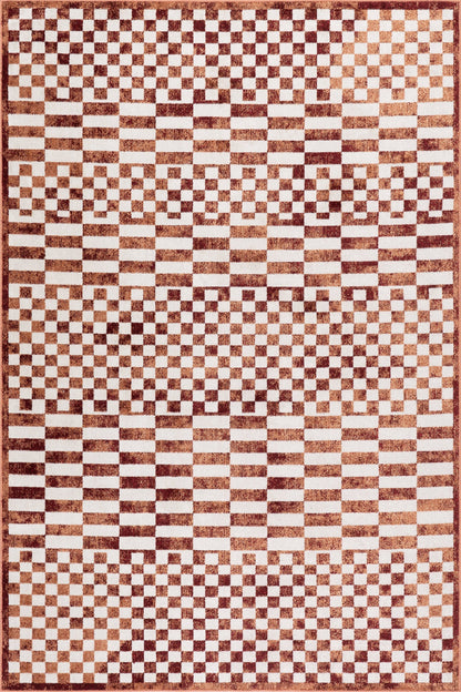 Isolated view of Brick Rectangle Kallie Washable Tiled Rug, showcasing its design