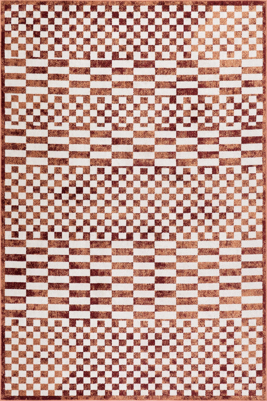 Isolated view of Brick Rectangle Kallie Washable Tiled Rug, showcasing its design