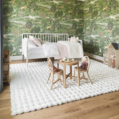 Ivana Checkered Plush Cloud Washable Rug | Off White