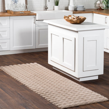 Ivana Taupe Checkered Plush Washable Rug | Cloud Collection
